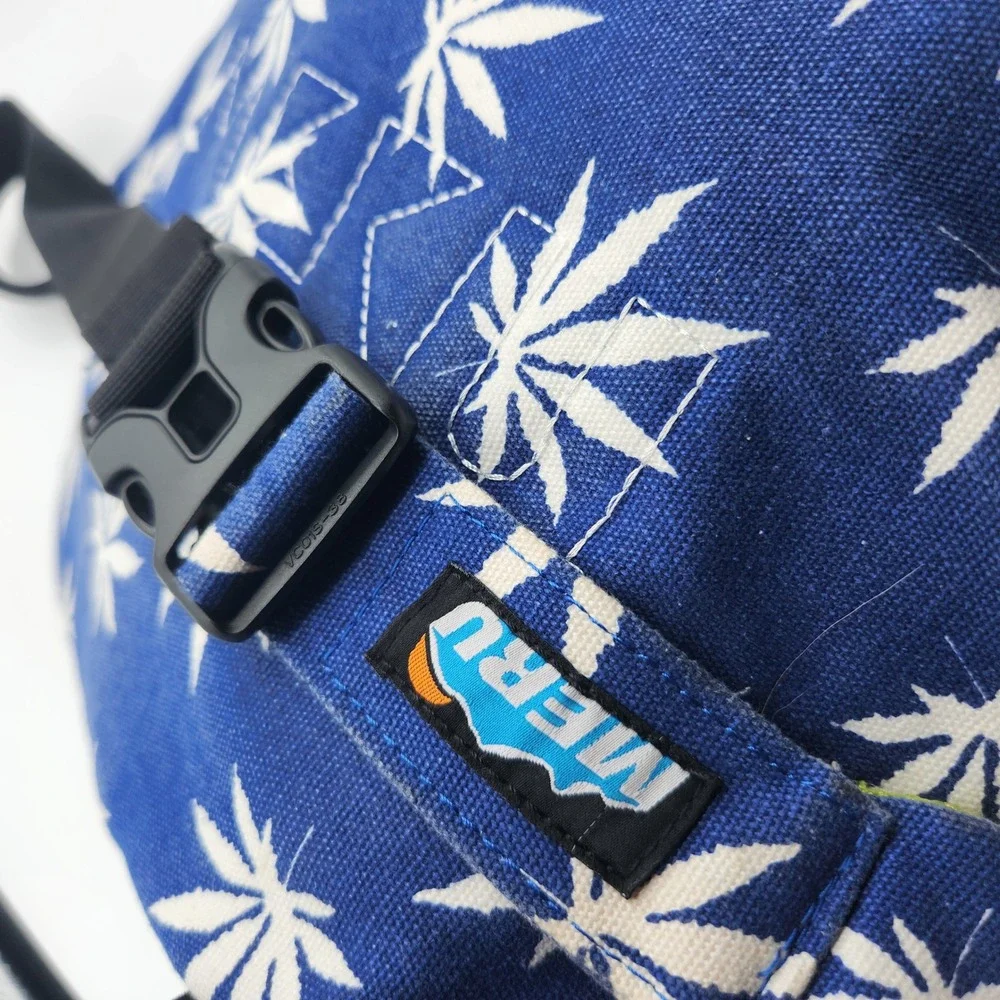 MERU Sling‎ Bag Backpack Blue White Leaf Pattern Trippy Crossbody Day Pack